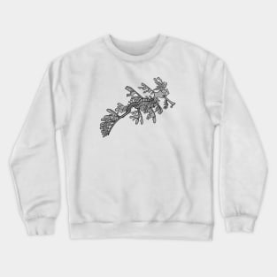 Leafy Seadragon - marine animal ink art - on white Crewneck Sweatshirt